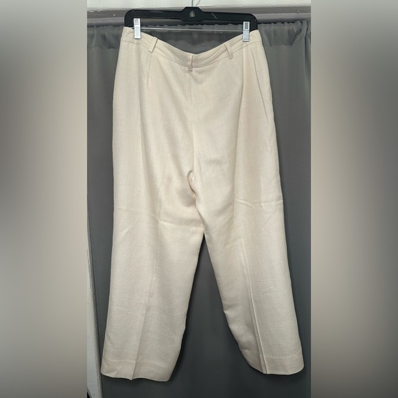 Neiman Marcus Cream Ivory Silk Ankle Pant Trousers Size 12 - Picture 7 of 12